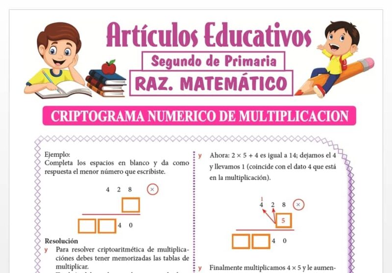 Criptograma Numérico de Multiplicación para Segundo de Primaria