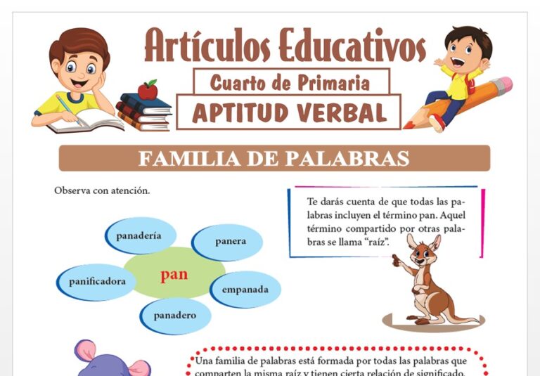 Fichas de Familias de Palabras para Cuarto de Primaria