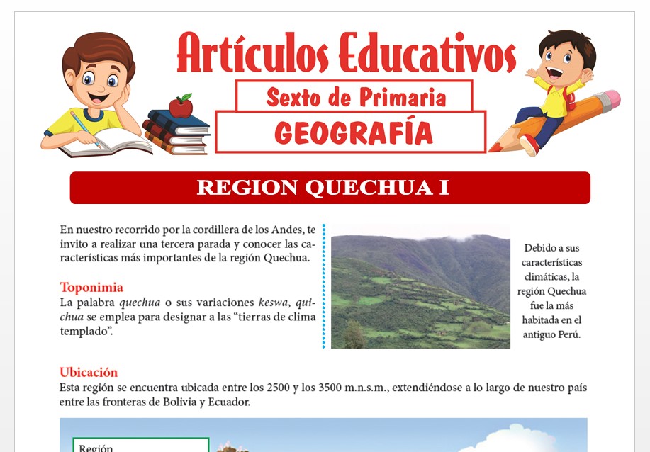 Región Quechua I para Sexto de Primaria